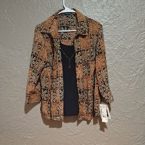 Notations Wome's Black and Brown Floral Jacket Size L